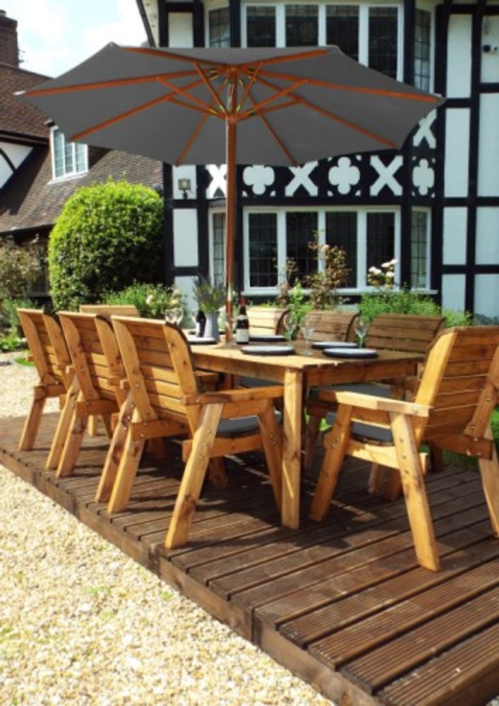 Office Monster | Own Brand HB17GR - Eight Seater Rectangular Outdoor Dining Table Set Grey Accessories Own Brand HB17GR - Eight Seater Rectangular Outdoor Dining Table Set Grey Accessories