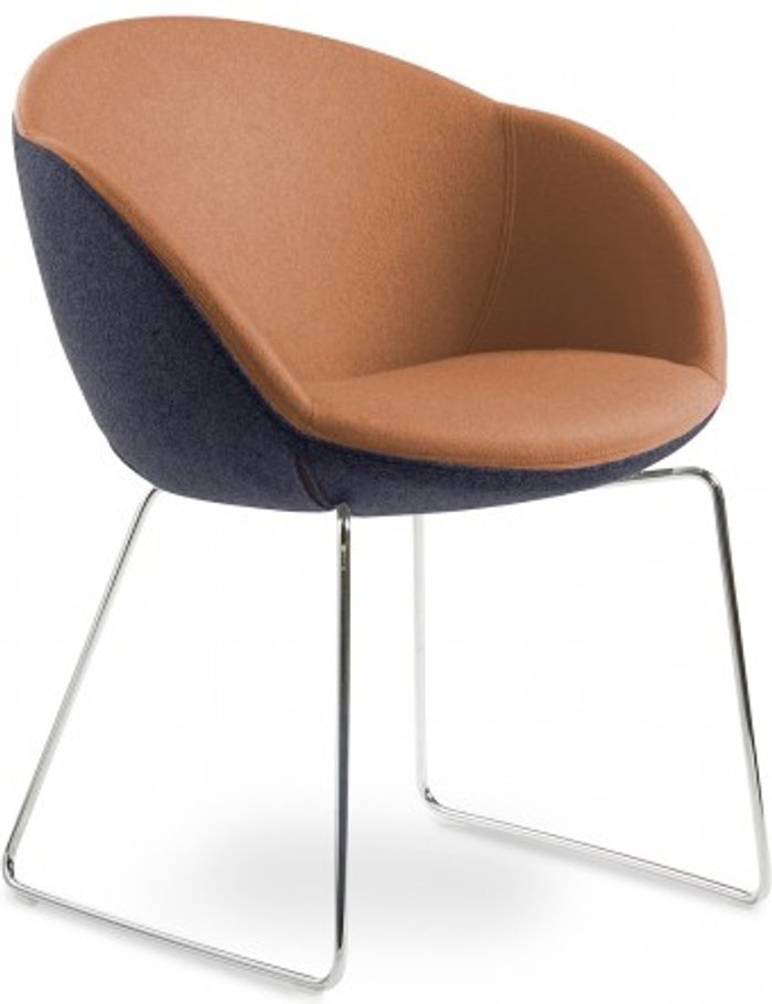 Office Monster | Social Spaces Joss single seater armchair with polished chrome sleigh frame - made to order Social Spaces Joss single seater armchair with polished chrome sleigh frame - made to order
