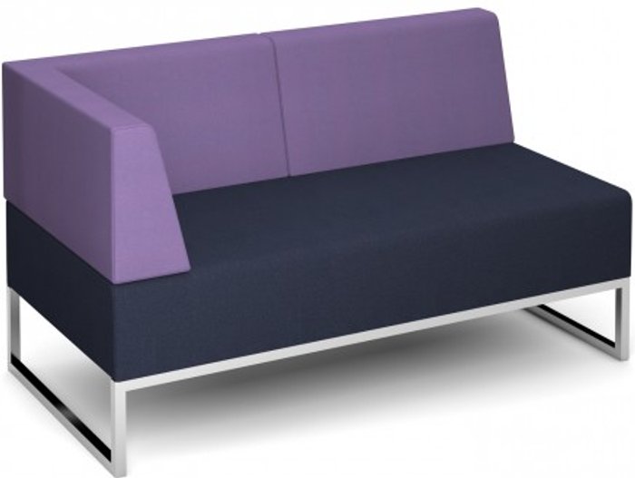Office Monster | Social Spaces Nera modular soft seating double bench with back and right arm fully upholstered - made to order Social Spaces Nera modular soft seating double bench with back and right arm fully upholstered - made to order