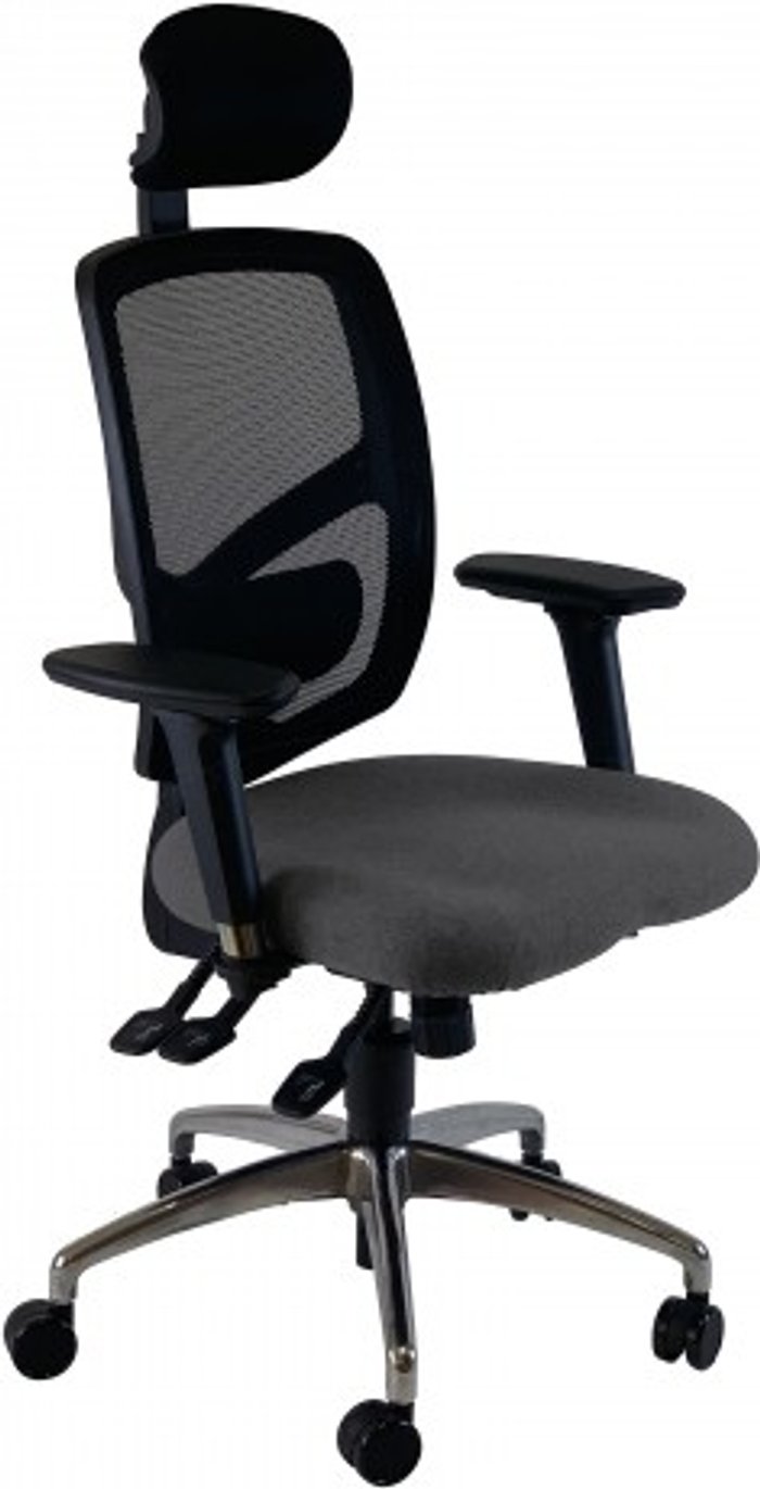 Office Monster | UNI UNI 12 Ergonomic Task Operator Chair Paseo Grey Chrome Base Multi-function Arms Headrest UNI UNI 12 Ergonomic Task Operator Chair Paseo Grey Chrome Base Multi-function Arms Headrest