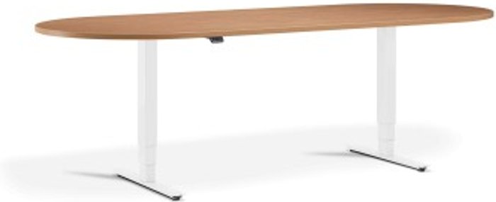 Office Monster | Lavoro Advance Meeting Table 2400 x 1000mm / White / D-End Top / Beech Lavoro Advance Meeting Table 2400 x 1000mm / White / D-End Top / Beech