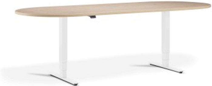Office Monster | Lavoro Advance Meeting Table 2400 x 1000mm / White / D-End Top / Maple Lavoro Advance Meeting Table 2400 x 1000mm / White / D-End Top / Maple