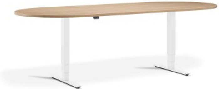 Office Monster | Lavoro Advance Meeting Table 2400 x 1000mm / White / D-End Top / Oak Lavoro Advance Meeting Table 2400 x 1000mm / White / D-End Top / Oak