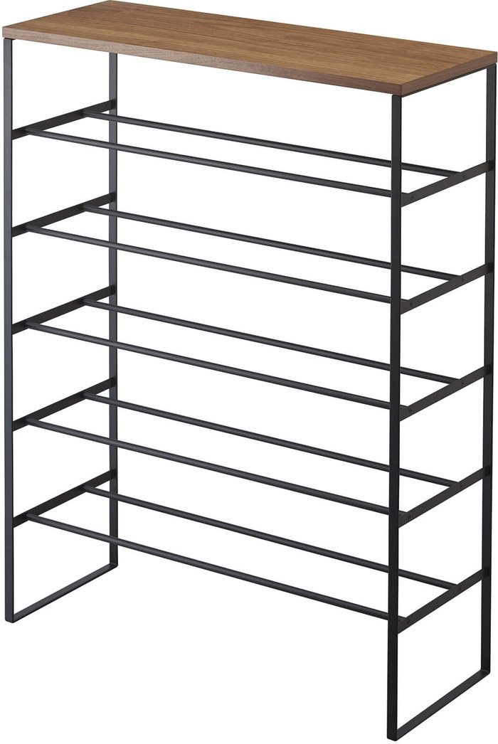 The Hut UK | Yamazaki Yamazaki Tower 6 Tier Shoe Rack with Shelf - Black Yamazaki Yamazaki Tower 6 Tier Shoe Rack with Shelf - Black