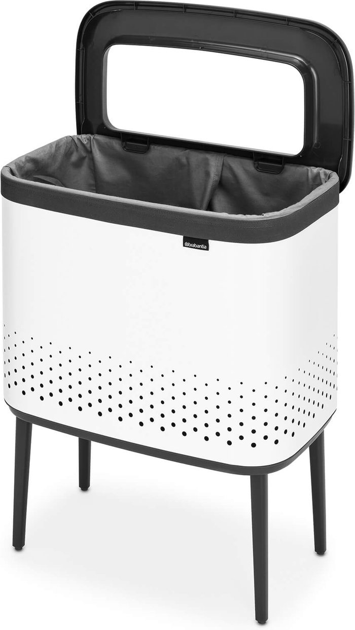 The Hut UK | Brabantia Brabantia Bo Laundry Bin 60L with Plastic Lid - White Brabantia Brabantia Bo Laundry Bin 60L with Plastic Lid - White
