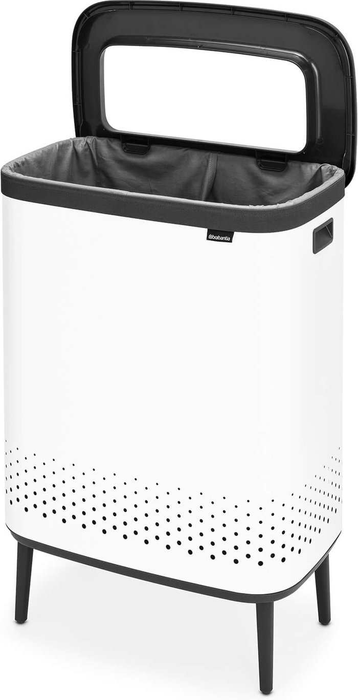 The Hut UK | Brabantia Brabantia 2 x 45L Bo Laundry Bin with Plastic Lid - White Brabantia Brabantia 2 x 45L Bo Laundry Bin with Plastic Lid - White
