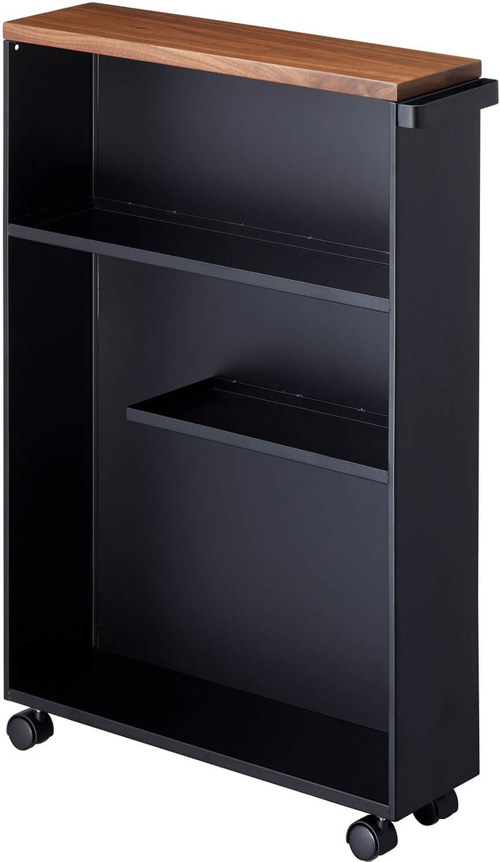 The Hut UK | Yamazaki Yamazaki Tower Semi Closed Storage Cart - Black Yamazaki Yamazaki Tower Semi Closed Storage Cart - Black