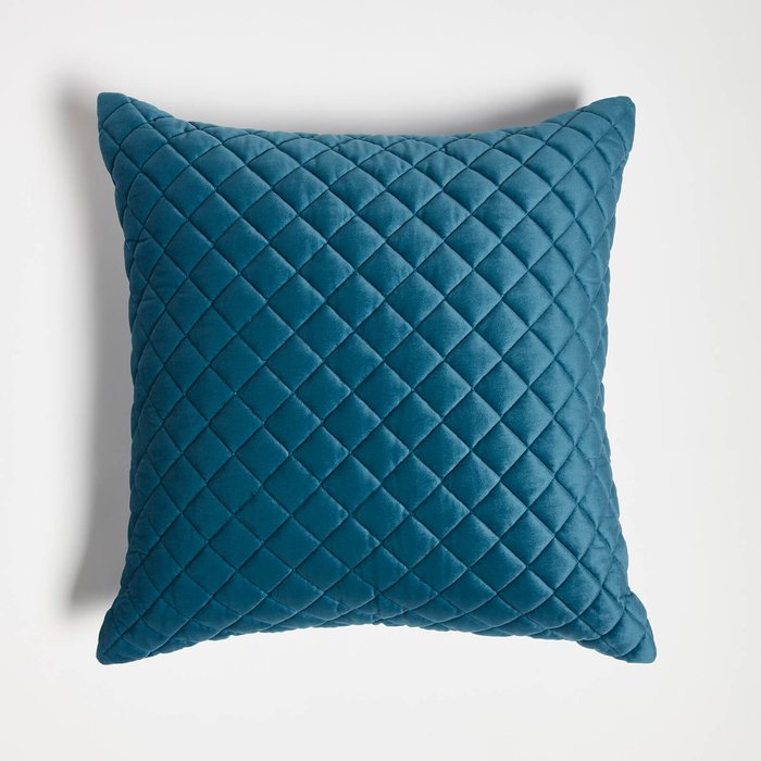 The Hut UK | ïn home ïn home Diamond Quilted Velvet Cushion - Blue ïn home ïn home Diamond Quilted Velvet Cushion - Blue