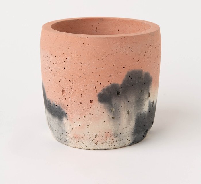 The Hut UK | Smith & Goat Smith & Goat Concrete Cylinder Pot - Blush, Charcoal & White - Large Smith & Goat Smith & Goat Concrete Cylinder Pot - Blush, Charcoal & White - Large
