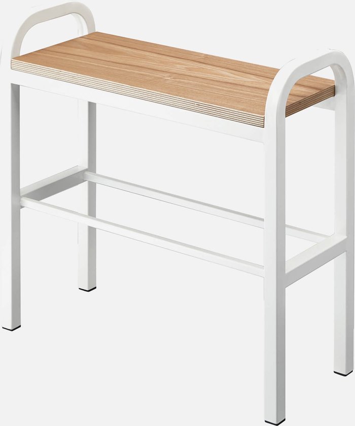 The Hut UK | Yamazaki Yamazaki Tower Shoe Rack with Wooden Board - White Yamazaki Yamazaki Tower Shoe Rack with Wooden Board - White