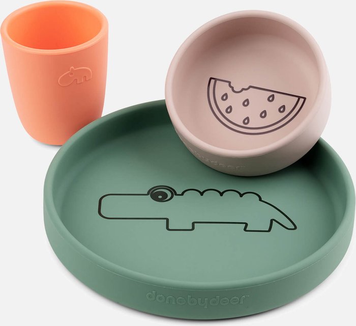 The Hut UK | Done by Deer Done by Deer Silicone Dinner Set - Croco Done by Deer Done by Deer Silicone Dinner Set - Croco
