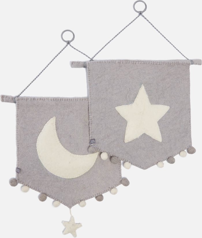 The Hut UK | Fiona Walker England Fiona Walker England Star and Moon Nursery Pennant Wall Hanging (2 Pack) Fiona Walker England Fiona Walker England Star and Moon Nursery Pennant Wall Hanging (2 Pack)
