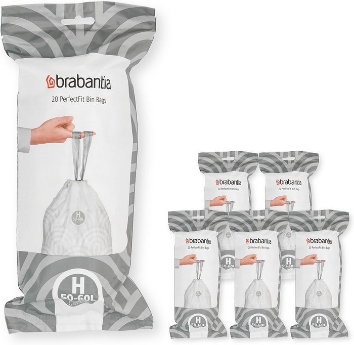 The Hut UK | Brabantia Brabantia Perfect Fit Bin Bags Code H 50 / 60Ltr 120Bags Brabantia Brabantia Perfect Fit Bin Bags Code H 50 / 60Ltr 120Bags