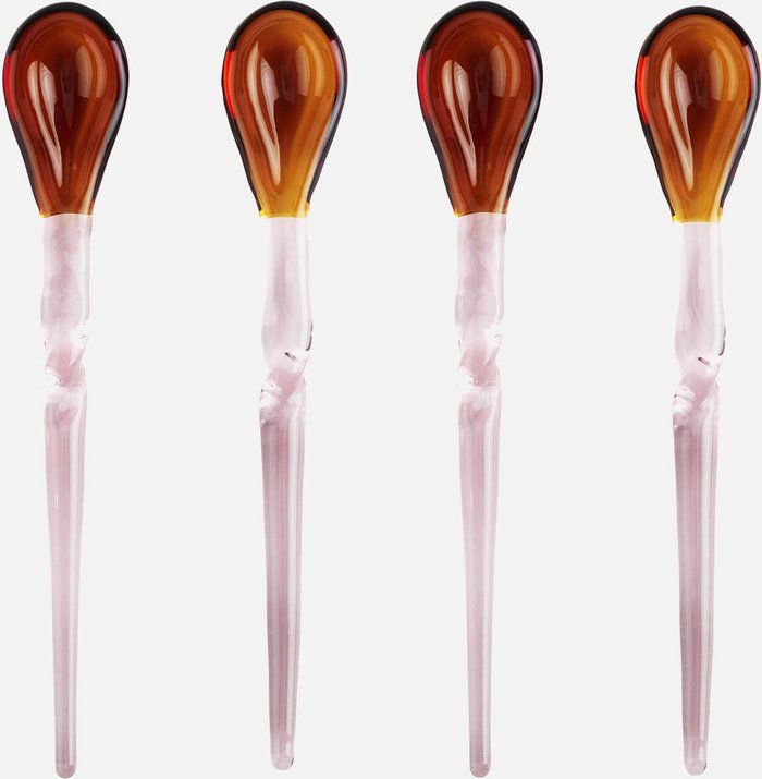 The Hut UK | Broste Copenhagen Broste Copenhagen Swirly Glass Teaspoon - Pink/ Brown Broste Copenhagen Broste Copenhagen Swirly Glass Teaspoon - Pink/ Brown