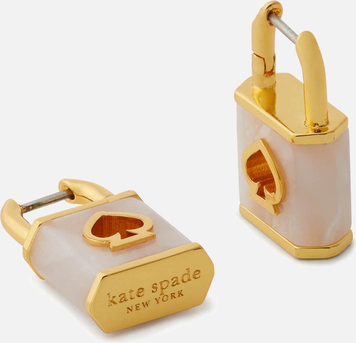 The Hut UK | kate spade new york Kate Spade New York Lock & Spade Gold-Plated Huggies kate spade new york Kate Spade New York Lock & Spade Gold-Plated Huggies