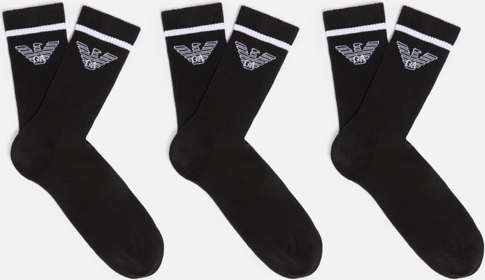 The Hut UK | Emporio Armani Emporio Armani Men's 3 Pack Short Socks - Black Emporio Armani Emporio Armani Men's 3 Pack Short Socks - Black