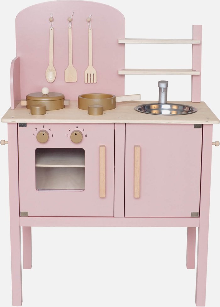 The Hut UK | Jabadabado Jabadabado Pink / Gold Kitchen with Pot & Pan Set Jabadabado Jabadabado Pink / Gold Kitchen with Pot & Pan Set