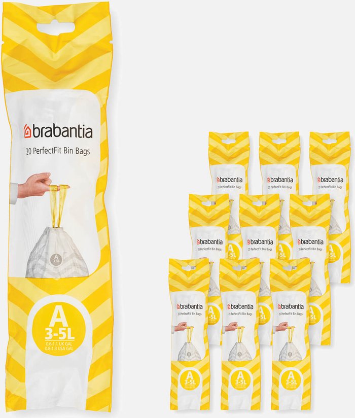 The Hut UK | Brabantia Brabantia Perfect Fit Bin Bags Code A 3 Ltr 200 Bags Brabantia Brabantia Perfect Fit Bin Bags Code A 3 Ltr 200 Bags