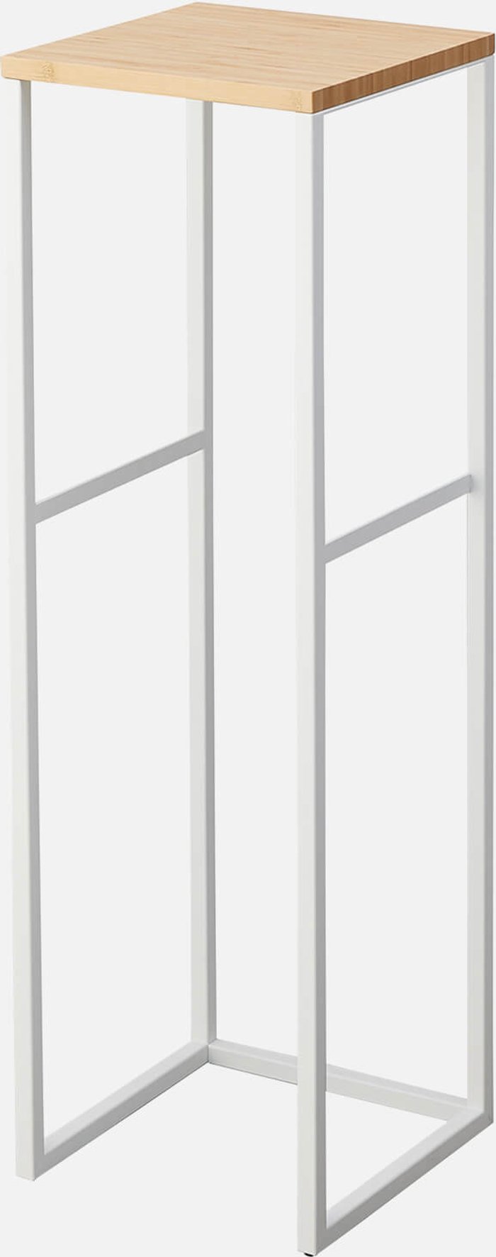 The Hut UK | Yamazaki Yamazaki Tower 2-Tiered Shelf With Wooden Top - White Yamazaki Yamazaki Tower 2-Tiered Shelf With Wooden Top - White