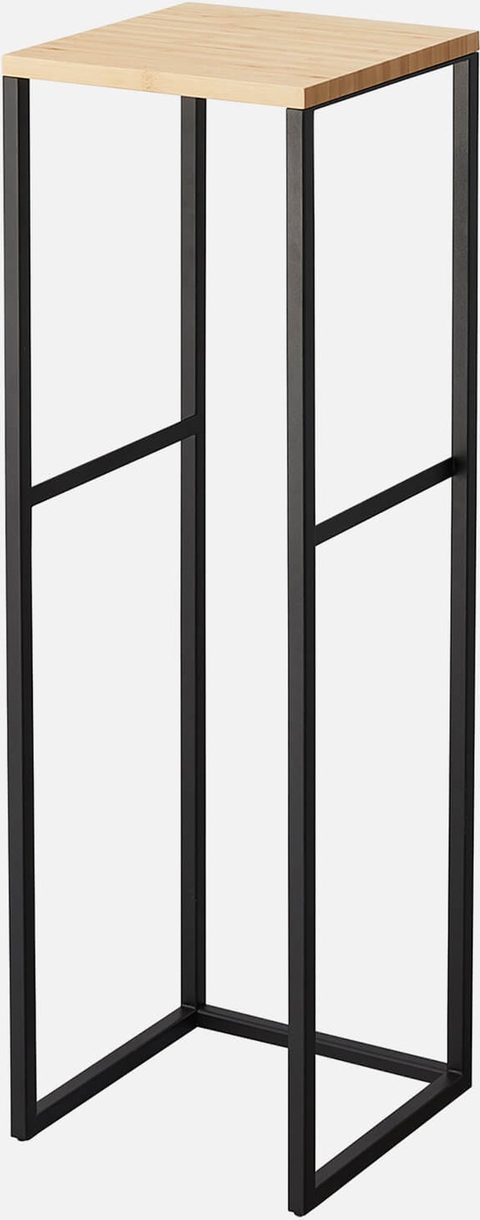 The Hut UK | Yamazaki Yamazaki Tower 2-Tiered Shelf With Wooden Top - Black Yamazaki Yamazaki Tower 2-Tiered Shelf With Wooden Top - Black