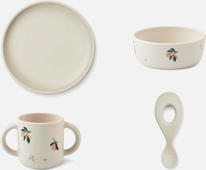The Hut UK | Liewood Liewood Vivi Printed Tableware Set - Peach/Sea Shell Mix Liewood Liewood Vivi Printed Tableware Set - Peach/Sea Shell Mix