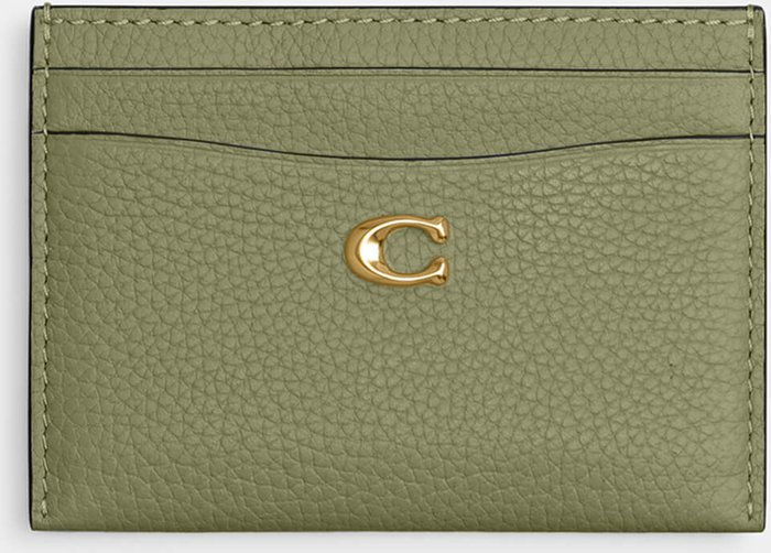 The Hut UK | Coach Coach Women's Polished Pebble Essential Card Case - Moss Coach Coach Women's Polished Pebble Essential Card Case - Moss