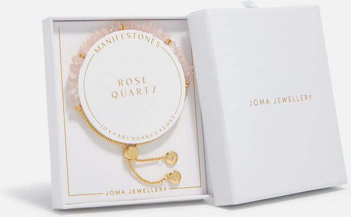 The Hut UK | Joma Jewellery Joma Jewellery Women's Manifestones Rose Quartz Love Bracelet - Gold Joma Jewellery Joma Jewellery Women's Manifestones Rose Quartz Love Bracelet - Gold