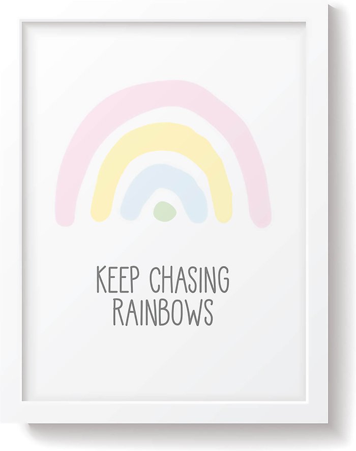 The Hut UK | Snüz Snüz Keep Chasing Rainbows Nursery Print - Pastel Snüz Snüz Keep Chasing Rainbows Nursery Print - Pastel