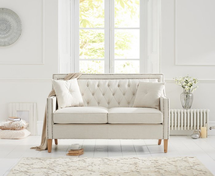 Oak Furniture Superstore | Oak Furniture Superstore Chartwell Chesterfield Ivory Linen 2 Seater Sofa Oak Furniture Superstore Chartwell Chesterfield Ivory Linen 2 Seater Sofa