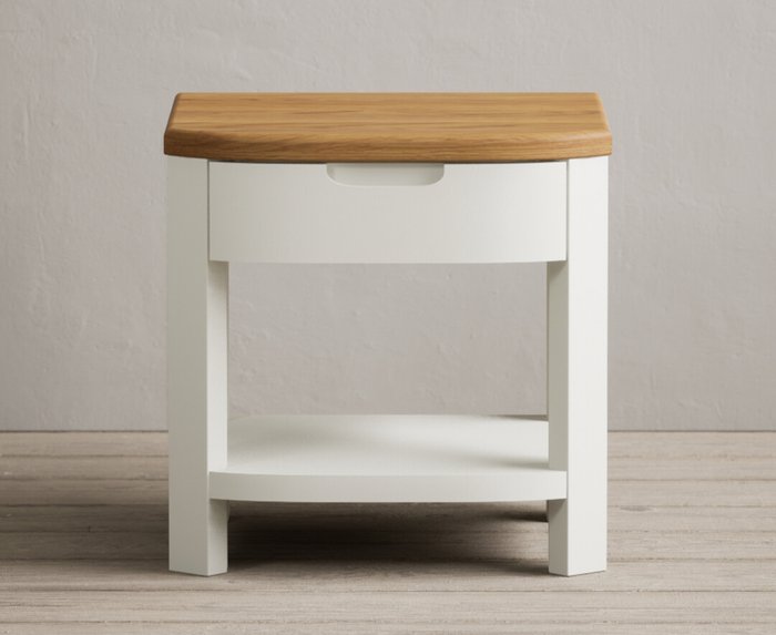 Oak Furniture Superstore | Oak Furniture Superstore Bradwell Oak and Signal White Painted 1 Drawer Lamp Table Oak Furniture Superstore Bradwell Oak and Signal White Painted 1 Drawer Lamp Table