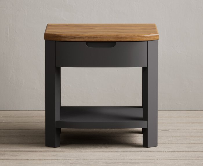 Oak Furniture Superstore | Oak Furniture Superstore Bradwell Oak and Charcoal Grey Painted 1 Drawer Lamp Table Oak Furniture Superstore Bradwell Oak and Charcoal Grey Painted 1 Drawer Lamp Table