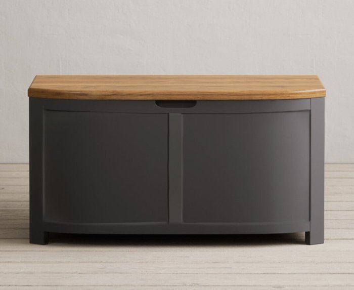 Oak Furniture Superstore | Oak Furniture Superstore Bradwell Oak and Charcoal Grey Painted Blanket Box Oak Furniture Superstore Bradwell Oak and Charcoal Grey Painted Blanket Box