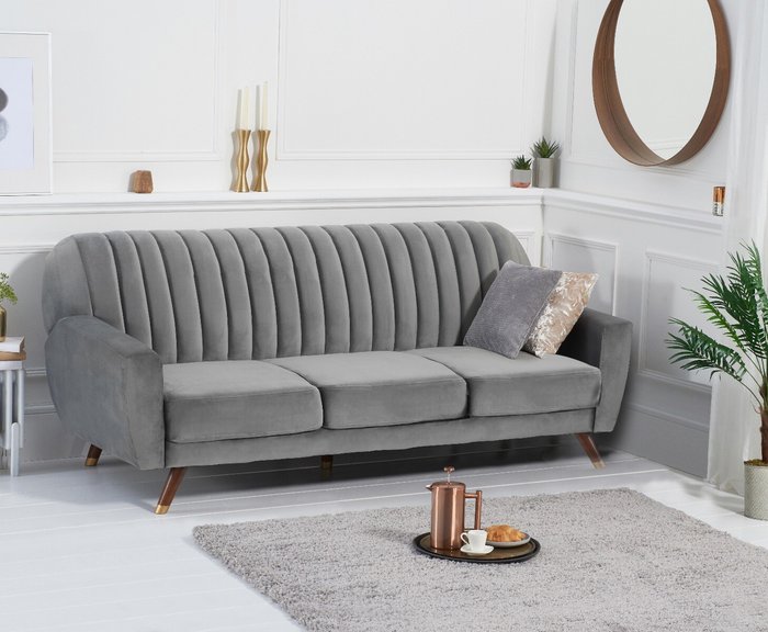 Oak Furniture Superstore | Oak Furniture Superstore Elise Reversible Sofa Bed in Grey Velvet Oak Furniture Superstore Elise Reversible Sofa Bed in Grey Velvet