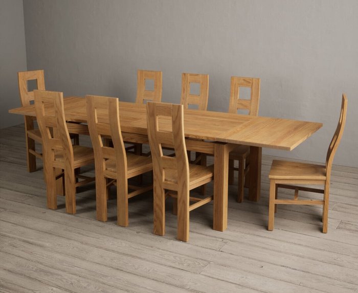 Oak Furniture Superstore | Oak Furniture Superstore Hampshire 180cm Solid Oak Extending Dining Table With 6 Oak Flow Back Chairs with Oak Seats Oak Furniture Superstore Hampshire 180cm Solid Oak Extending Dining Table With 6 Oak Flow Back Chairs with Oak Seats
