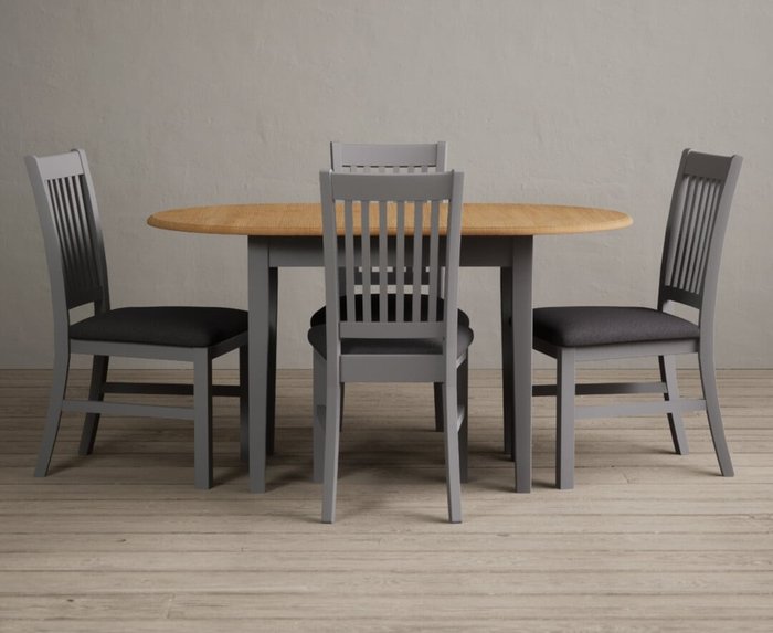 Oak Furniture Superstore | Oak Furniture Superstore Warwick Oak and Light Grey Painted Extending Dining Table With 4 Charcoal Grey Warwick Chairs Oak Furniture Superstore Warwick Oak and Light Grey Painted Extending Dining Table With 4 Charcoal Grey Warwick Chairs