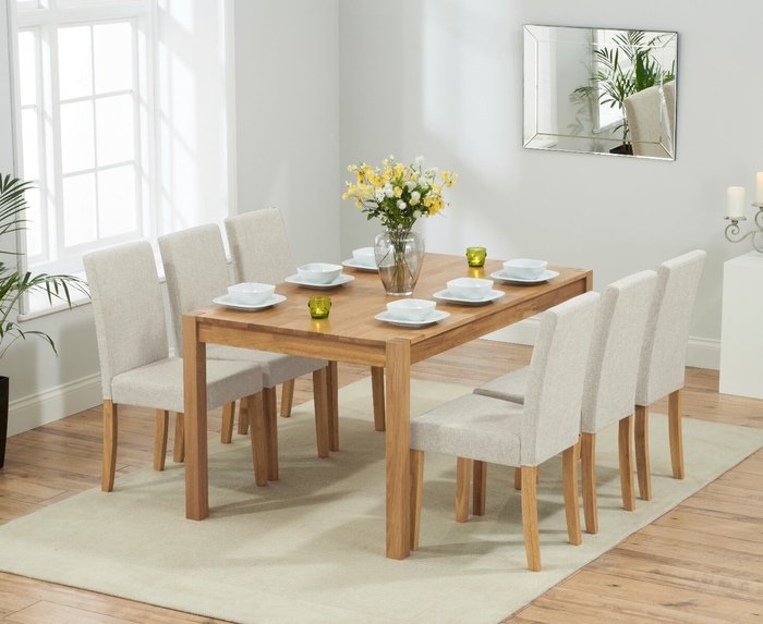 Oak Furniture Superstore | Oak Furniture Superstore Oxford 150cm Solid Oak Dining Table With 6 Black Lila Fabric Chairs Oak Furniture Superstore Oxford 150cm Solid Oak Dining Table With 6 Black Lila Fabric Chairs