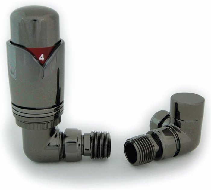 The Range | Towelrads Towelrads Modern Corner TRV & Lockshield Set - Black Nickel Towelrads Towelrads Modern Corner TRV & Lockshield Set - Black Nickel