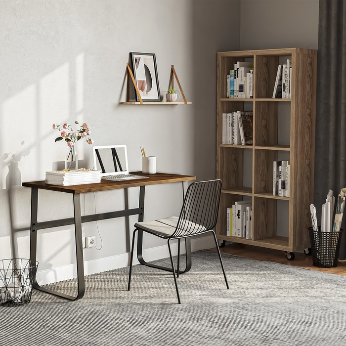 The Range | HOMCOM Industrial Writing Desk With Metal Legs - Brown HOMCOM Industrial Writing Desk With Metal Legs - Brown