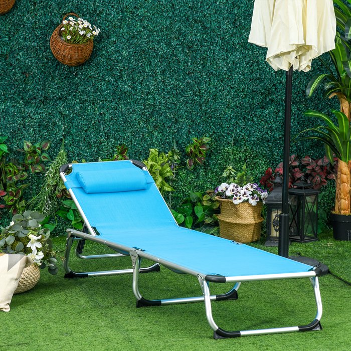 The Range | Outsunny Folding Outdoor Reclining Sun Lounger - Blue Outsunny Folding Outdoor Reclining Sun Lounger - Blue
