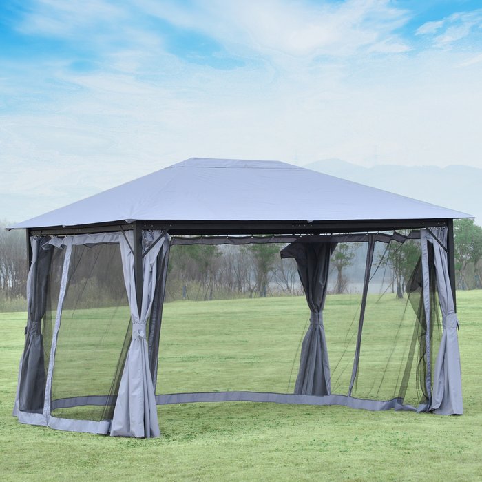 The Range | Outsunny 4 x 3m Outdoor Gazebo Canopy Tent - Grey Outsunny 4 x 3m Outdoor Gazebo Canopy Tent - Grey