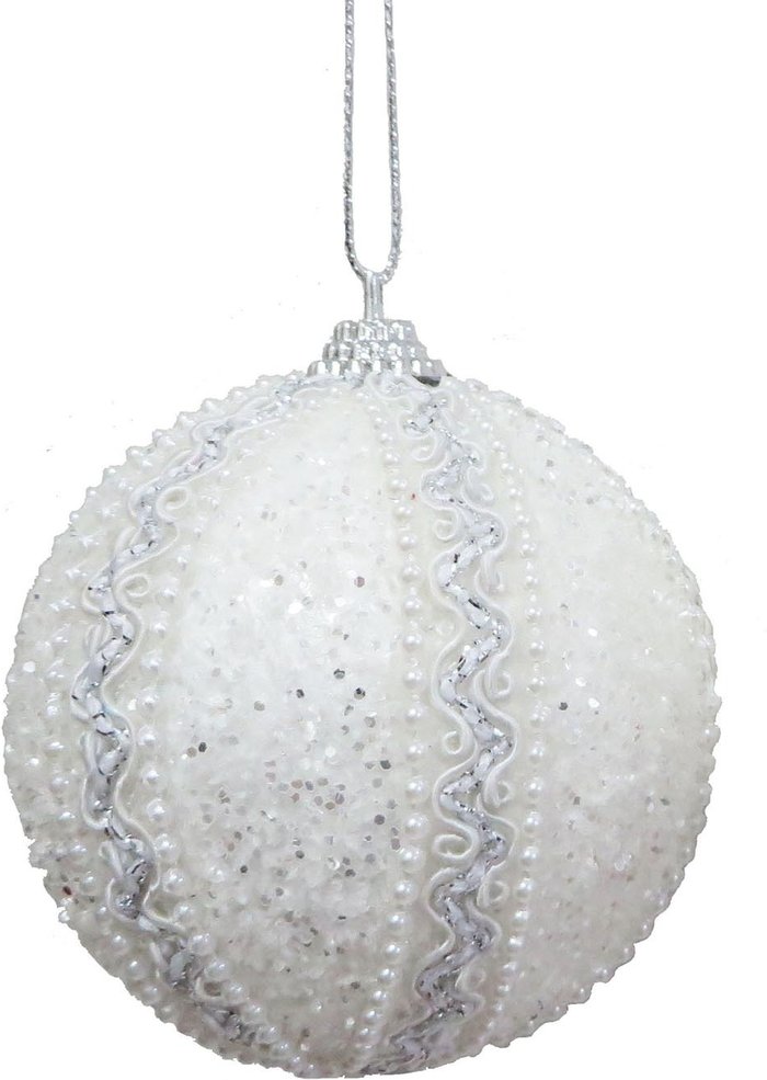 The Range | Frosted Fairytale White and Silver Swirl Bauble - White Frosted Fairytale White and Silver Swirl Bauble - White