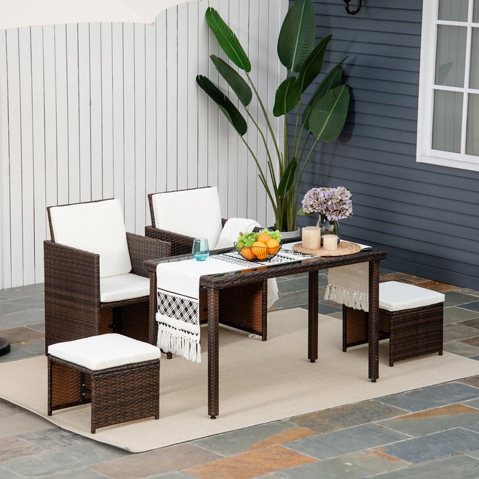 The Range | Outsunny 5 Piece Rattan Wicker Weave Sofa Set - Brown Outsunny 5 Piece Rattan Wicker Weave Sofa Set - Brown