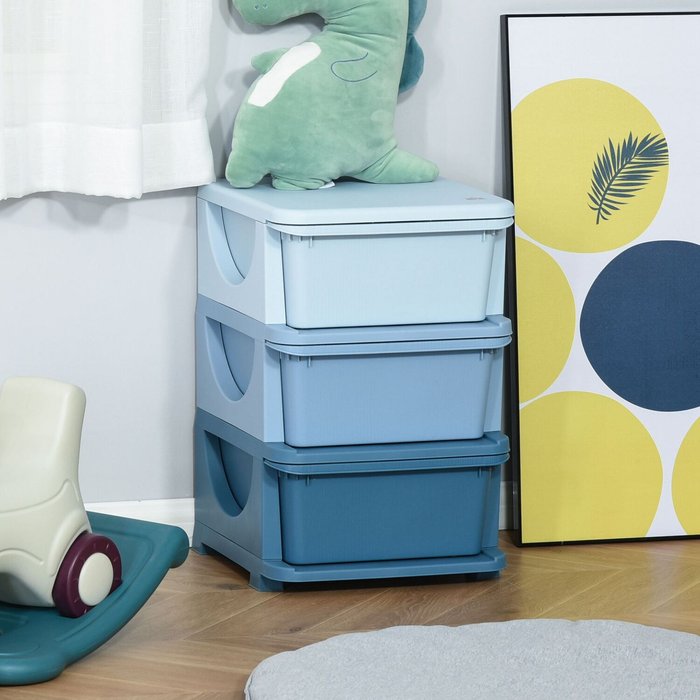 The Range | HOMCOM Kids Storage Units with Drawers - Blue HOMCOM Kids Storage Units with Drawers - Blue