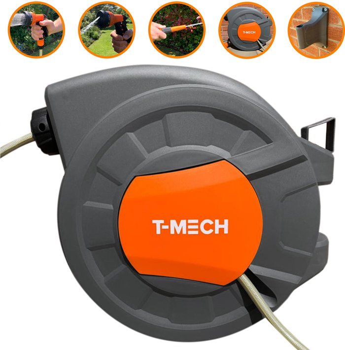 The Range | T mech 20m Retractable Hosepipe - Grey T mech 20m Retractable Hosepipe - Grey