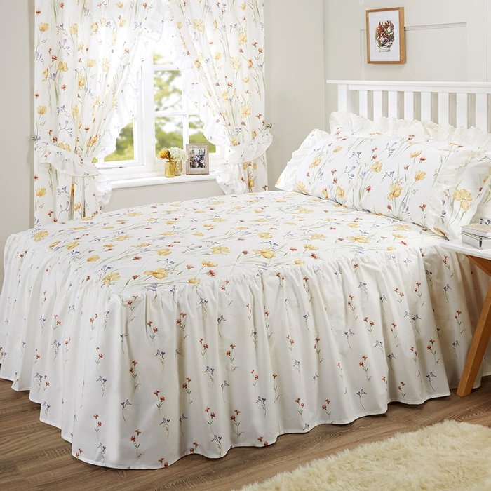 The Range | Vantona Country Vanessa Quilted Fitted Bedspread - White/Multi / Double Vantona Country Vanessa Quilted Fitted Bedspread - White/Multi / Double