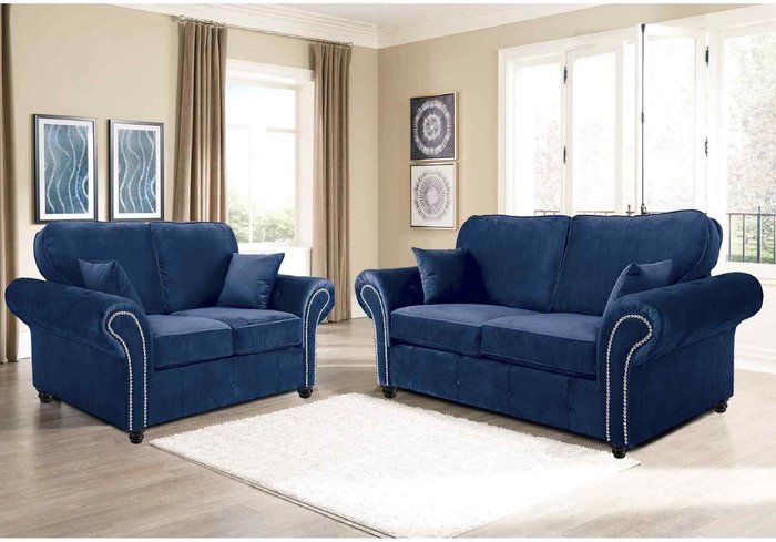 The Range | Simply Eleganza Oakana Luxury Plush Velvet 32 Sofa - Blue Simply Eleganza Oakana Luxury Plush Velvet 32 Sofa - Blue