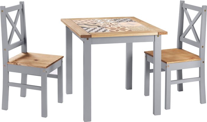 The Range | Seconique Salvador One Plus Two Tile Top Dining Set - Grey Slate Seconique Salvador One Plus Two Tile Top Dining Set - Grey Slate