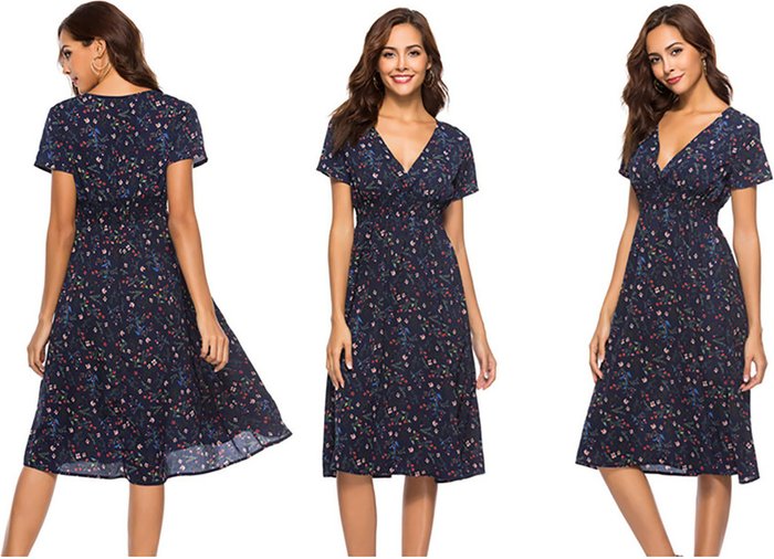 The Range | Short Sleeve Summer Dress - Navy / UK 14 Short Sleeve Summer Dress - Navy / UK 14