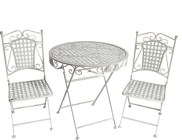 The Range | GlamHaus Foldable Patio Balcony Bistro Furniture - Seville Cream - Cream GlamHaus Foldable Patio Balcony Bistro Furniture - Seville Cream - Cream