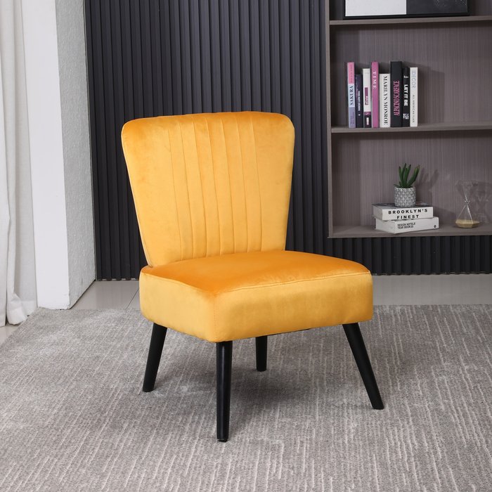 The Range | Neo Neo Scallop Velvet Chair Mustard Yellow Neo Neo Scallop Velvet Chair Mustard Yellow